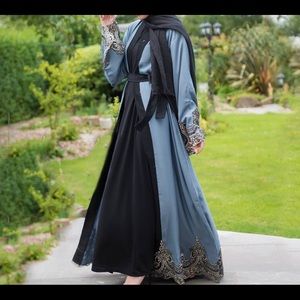 NWT Steel and Gold Luxury Dubai Abaya Dress